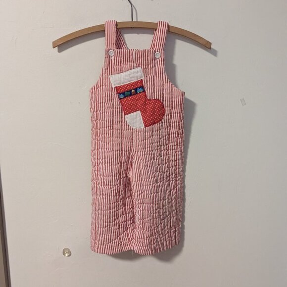 Vintage Baby Coverall Overalls Holiday Stocking Christmas Onsie - Picture 2 of 9